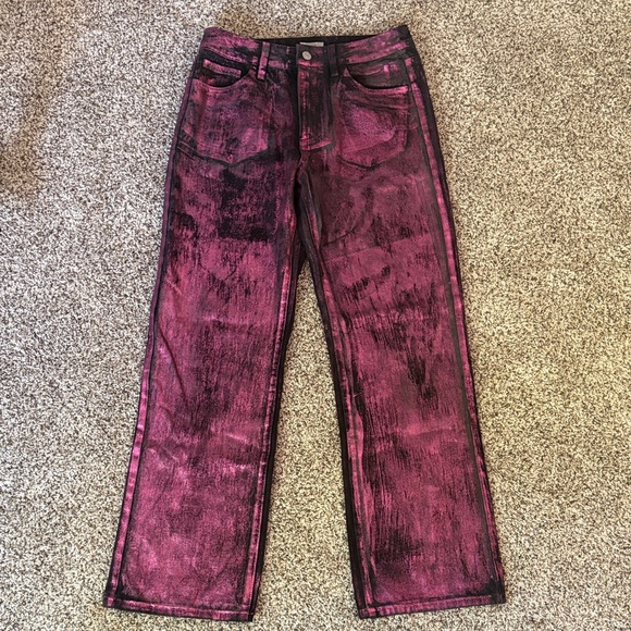 Forever 21 Denim - Forever 21 Black & Metallic Pink Straight Legged Jeans 27